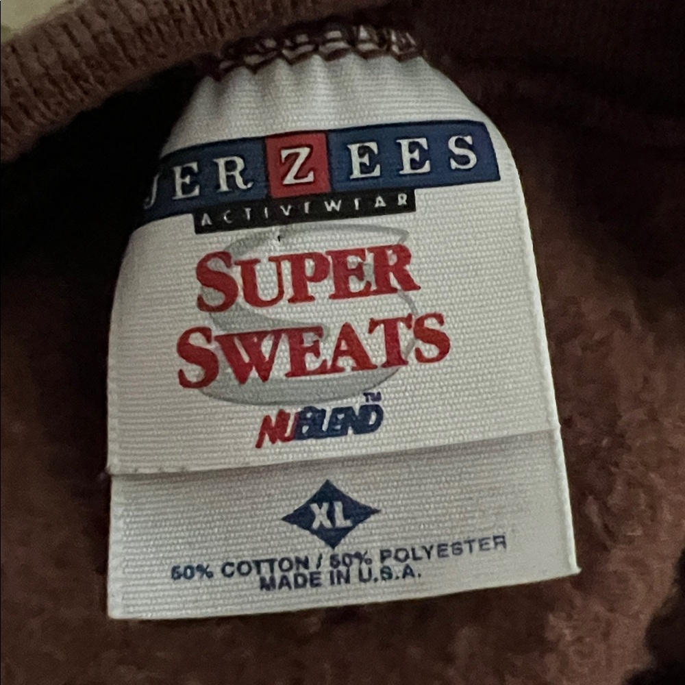 Vintage 90s Jerzees Brown Embroidered Teacher Crewneck XL School Sweatshirt - Picture 3 of 3